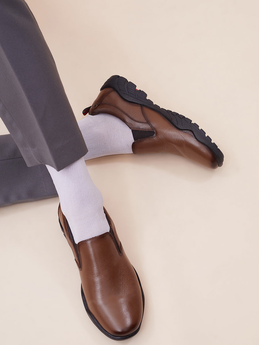 Hitz Men's Tan Leather Slip-On Formal Shoes – Hitz Shoes Online