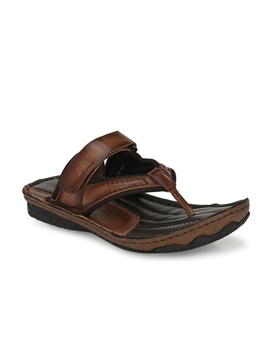 HITZ7325 Men's Brown Leather Daily Wear Open Slipper – Hitz Shoes