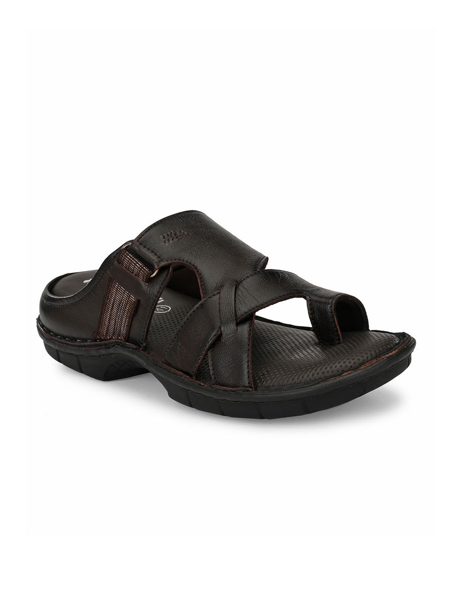HITZ9606 Men's Brown Leather Casual Open Slipper – Hitz Shoes Online