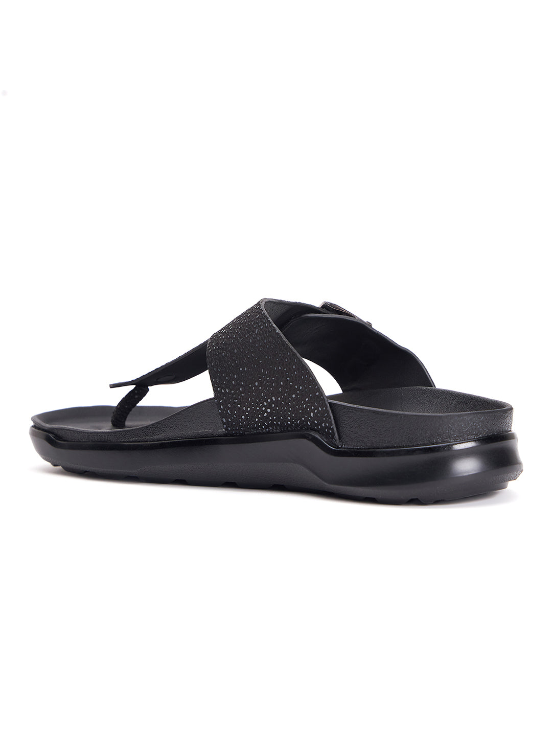 Hitz Men's Black Leather Open Toe Slippers â Hitz Shoes Online