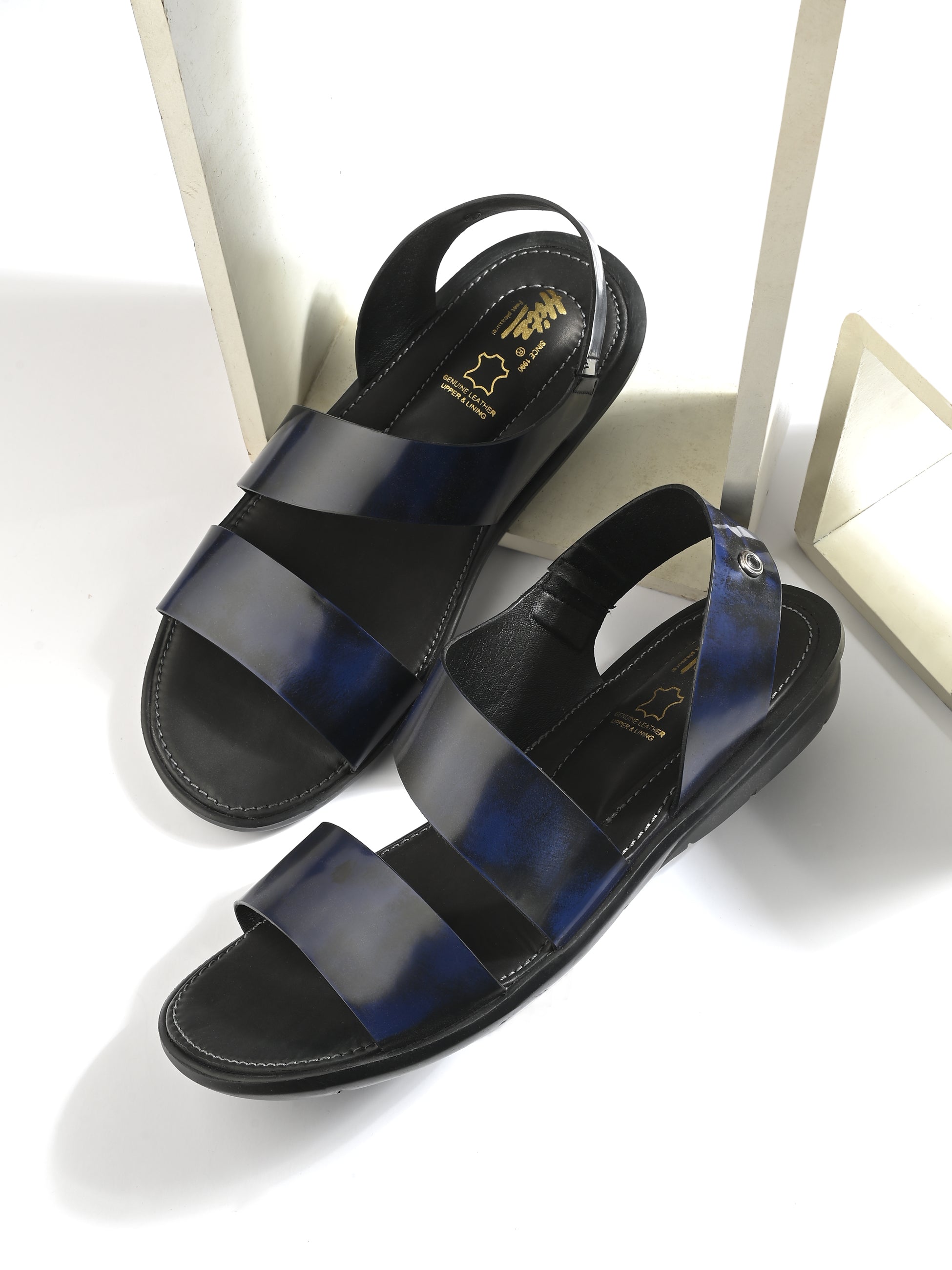 Hitz Blue Ras Hitz Men's Blue Leather Casual Daily Wear Slipper – Hitz Shoes Online