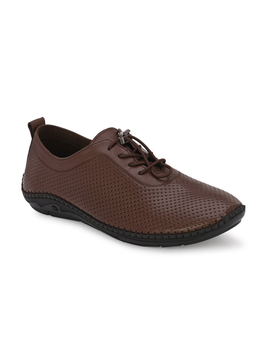 HITZ106 Men's Brown Leather Casual Lace-Up Shoes – Hitz Shoes Online