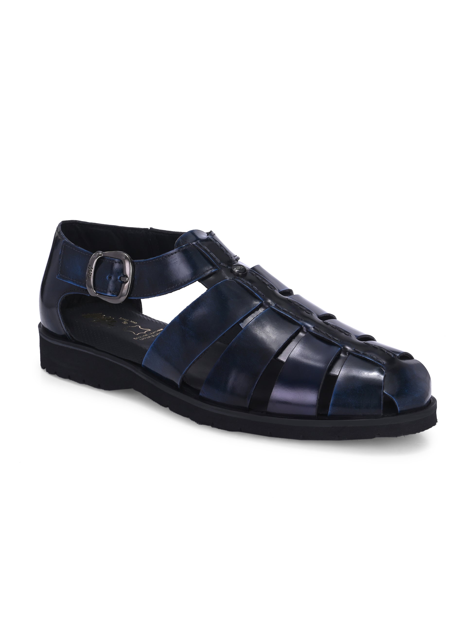 Hitz Men's Blue Leather Daily Wear Sandals - Main Image