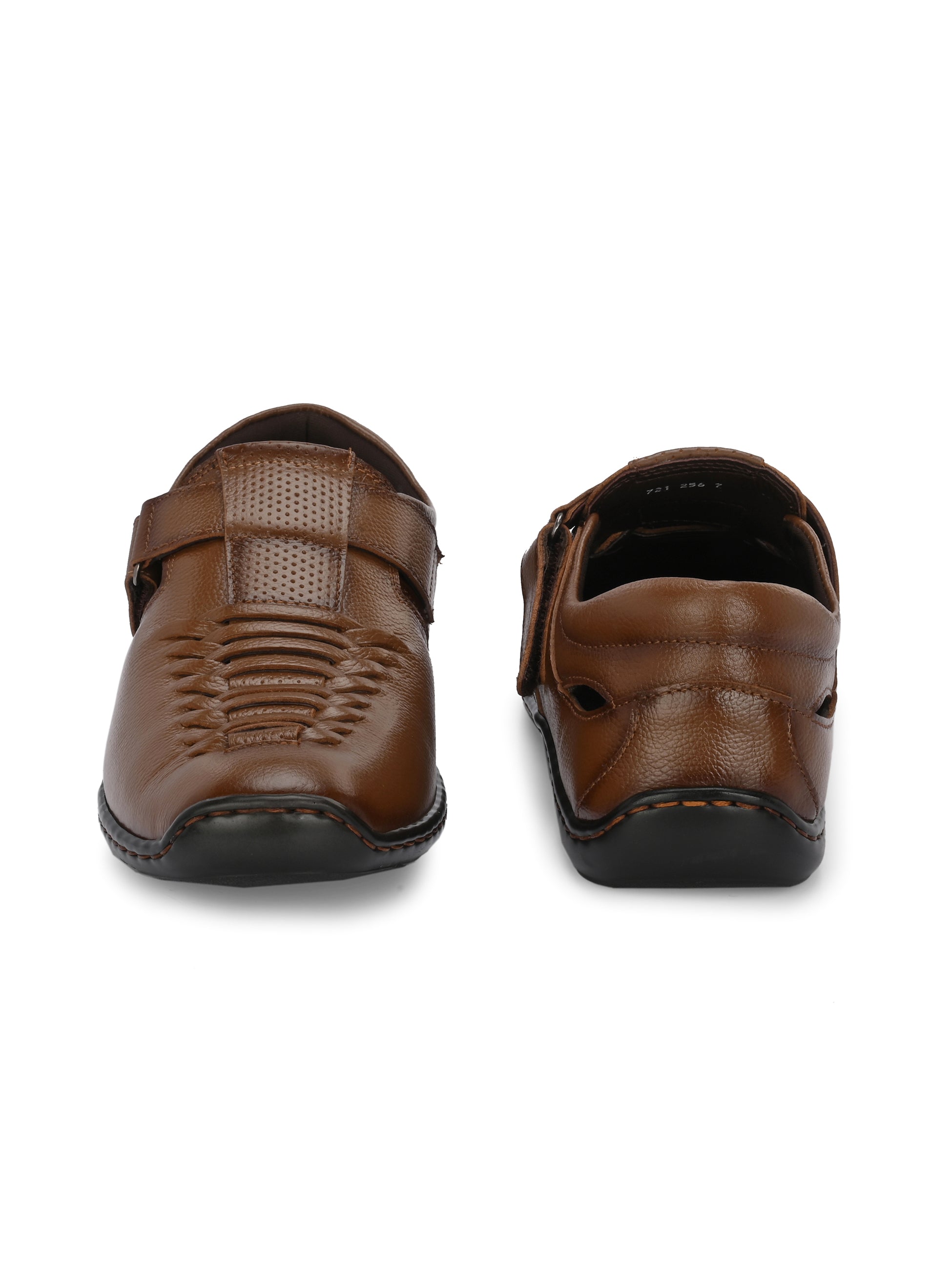 Hitz Men s Tan Leather Shoe Style Sandals with Velcro Closure