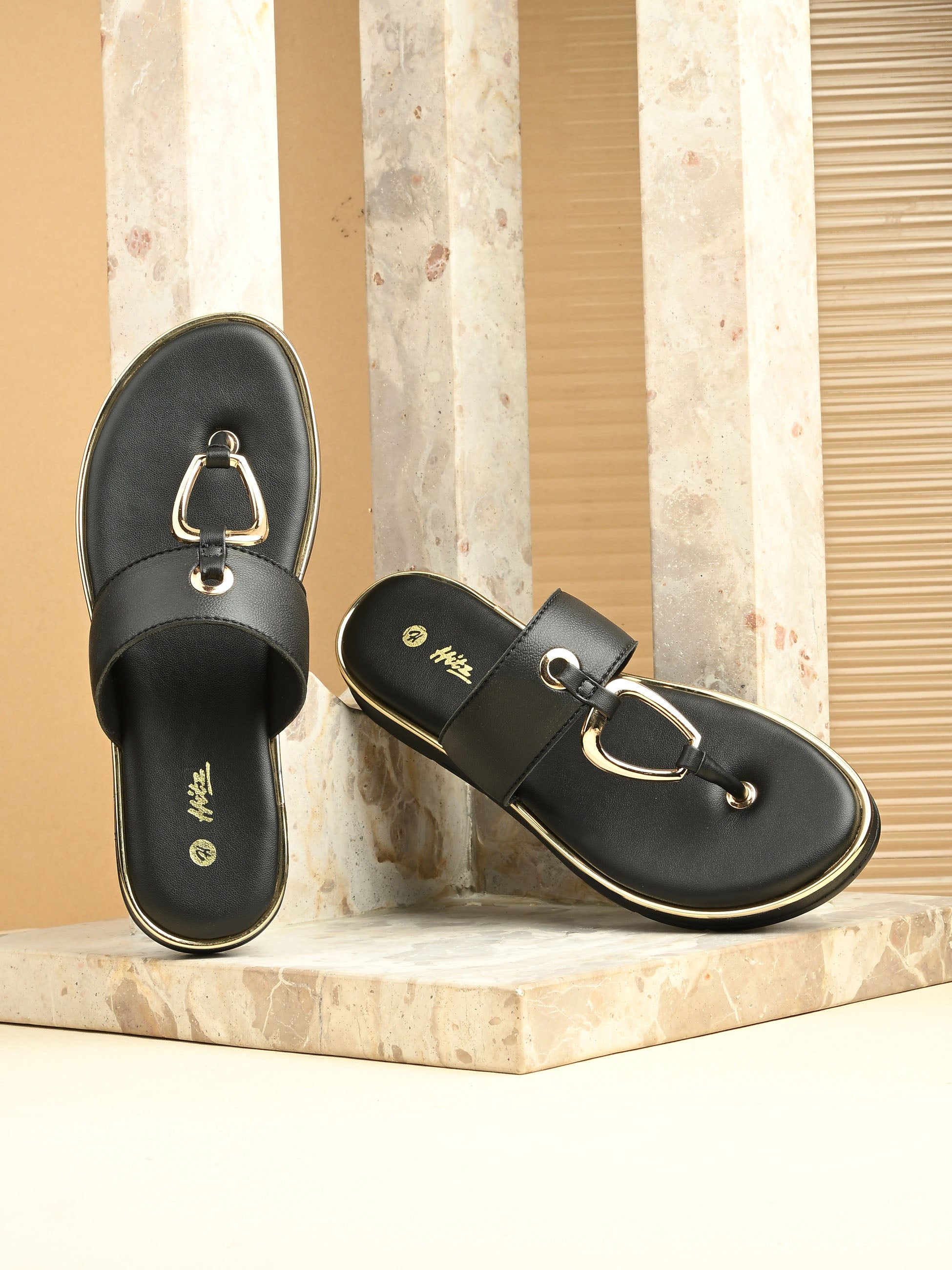 Hitz Women's Black Soft Cushioned Daily Use Slipper