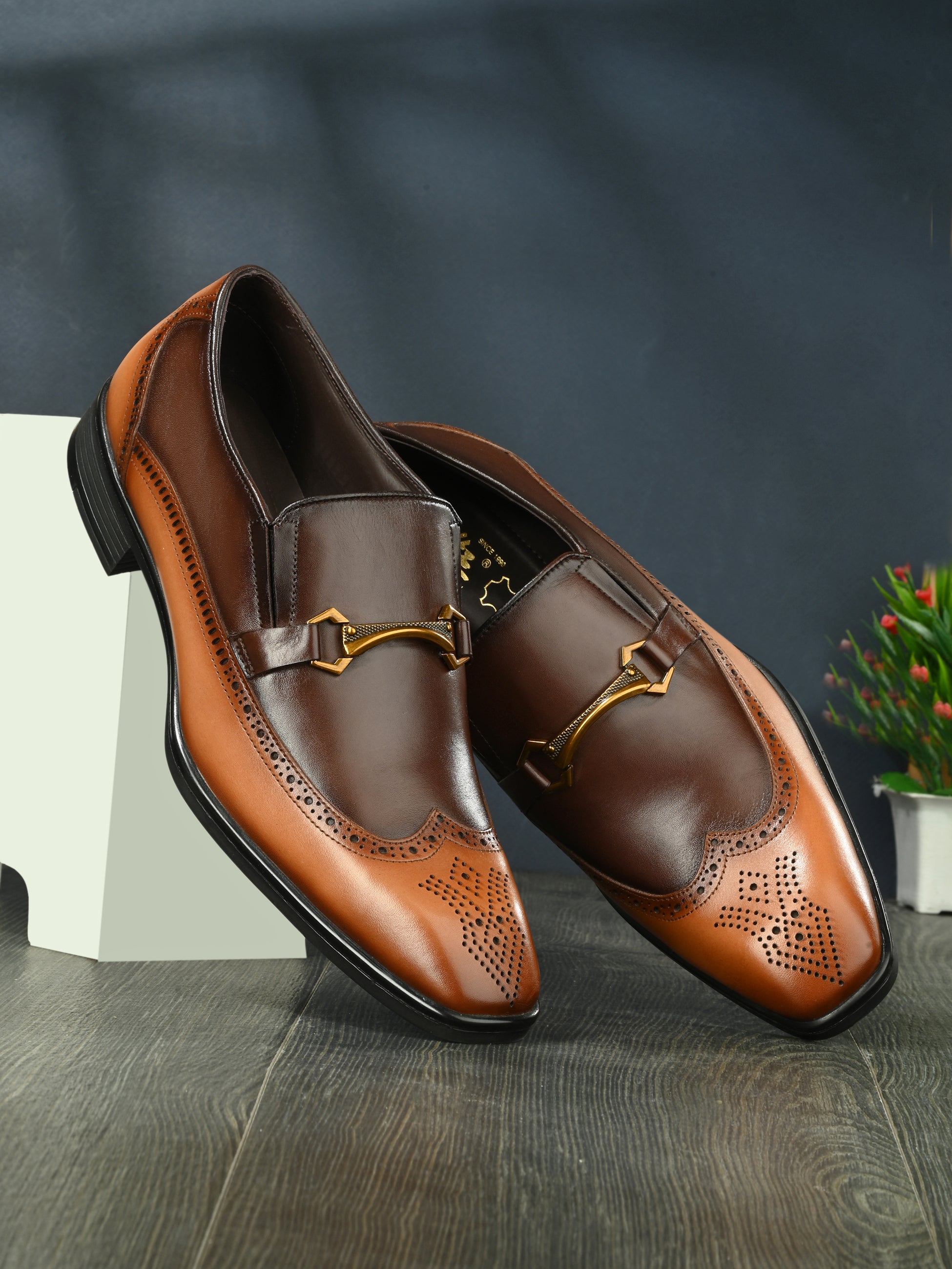 Hitz Men's Tan Brown Leather Slip-On Semi-Formal Shoes Hitz Shoes Online Hitz Men's Tan Brown Leather Slip-On Semi-Formal Shoes Hitz Shoes Online