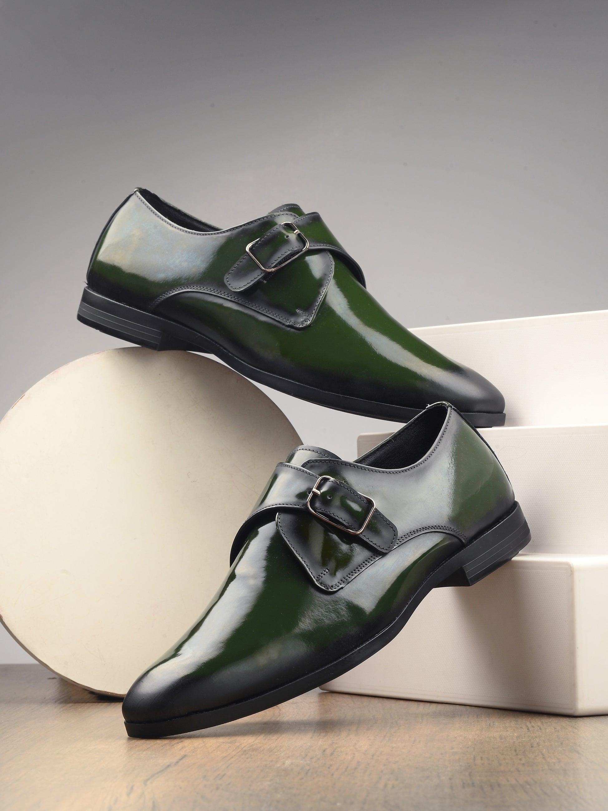 Hitz Men's Green Leather Formal Monk Shoes – Hitz Shoes Online