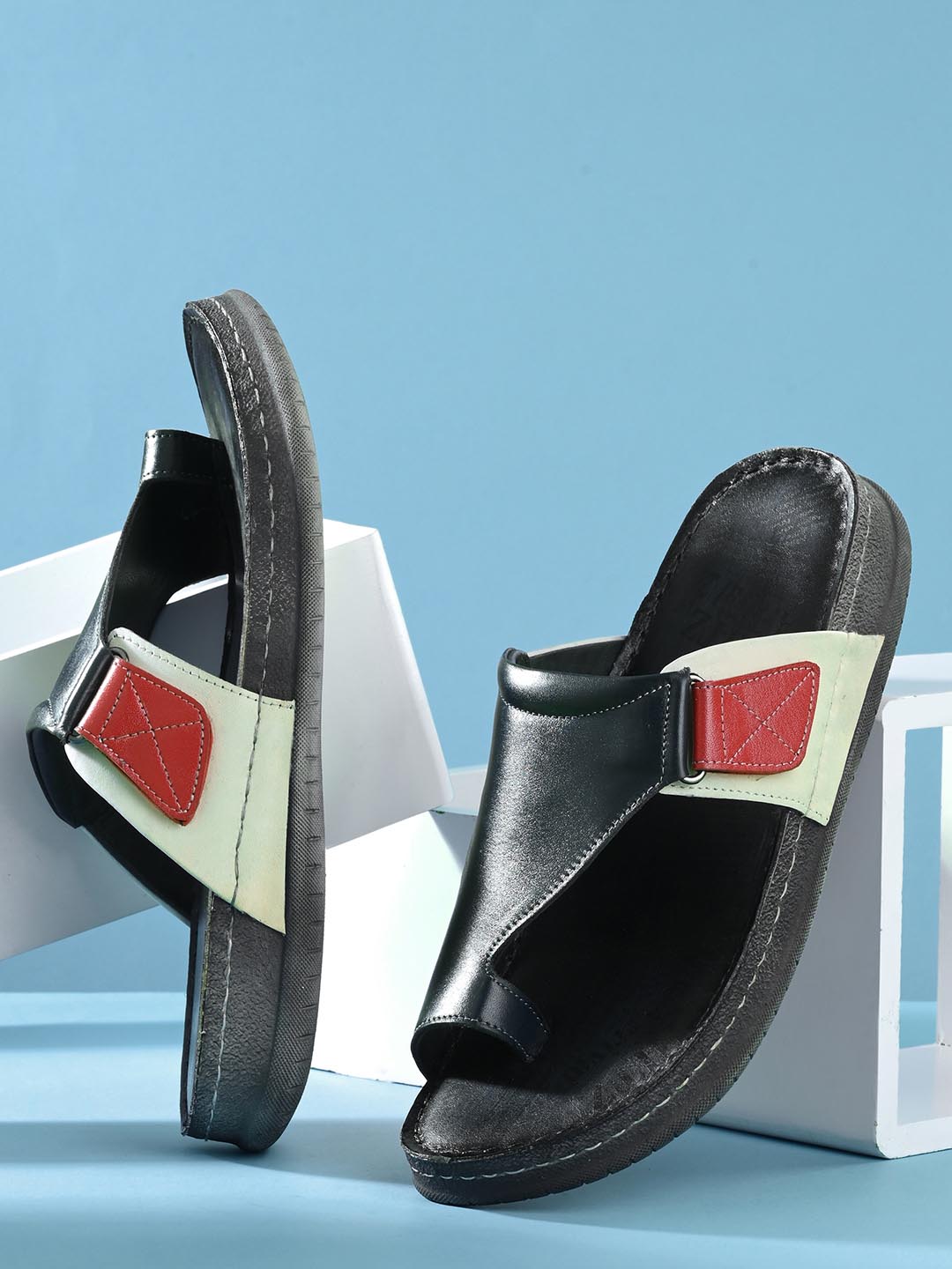 HITZ605 Men's Blue Leather Casual Open Slipper – Hitz Shoes Online