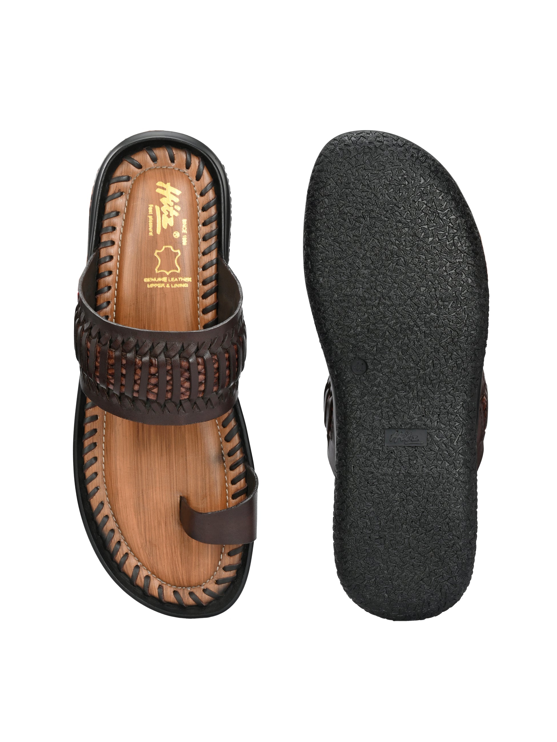HITZ Men's Brown Leather Casual Slippers â Hitz Shoes Online