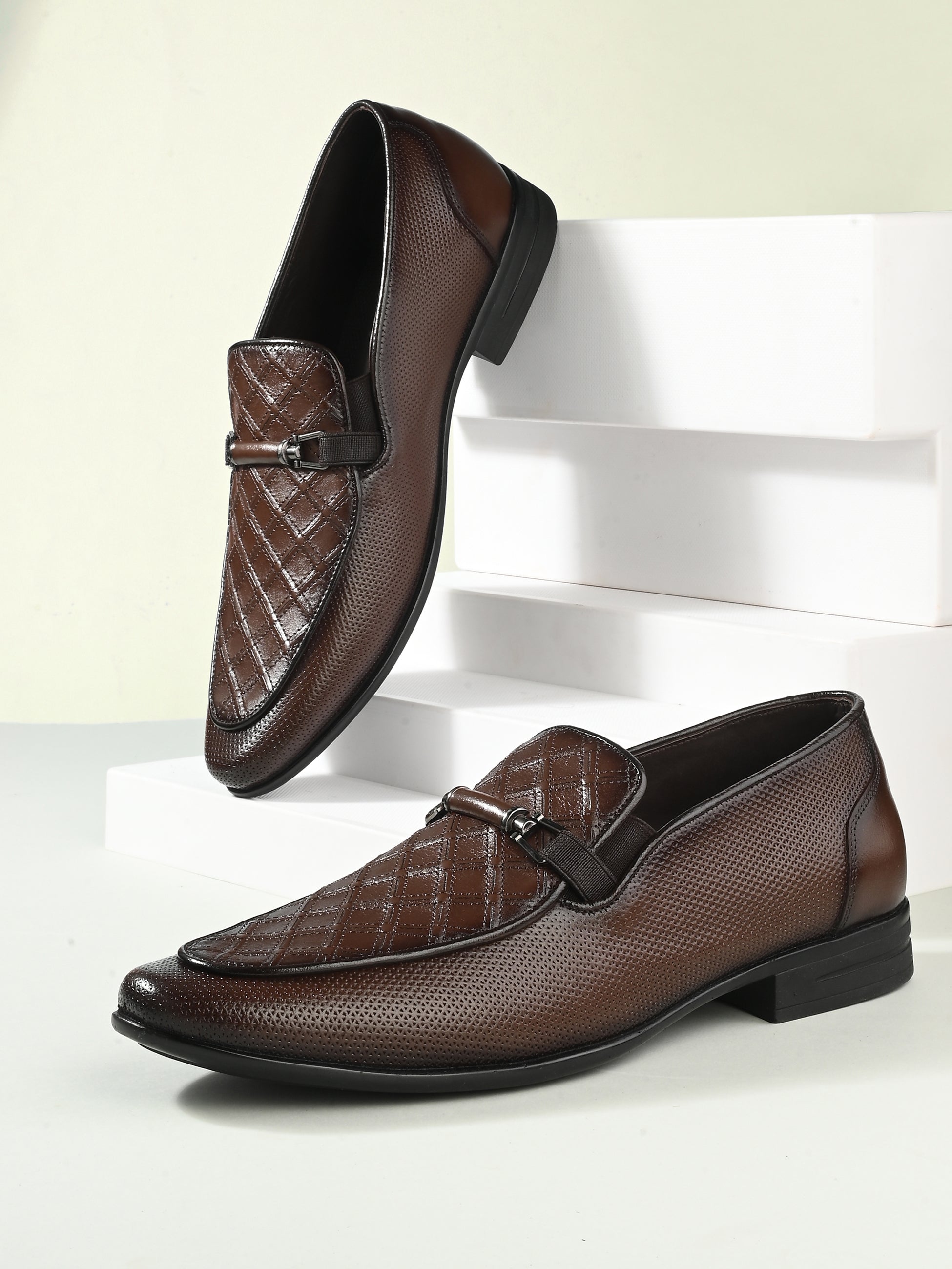 Hitz Men's Brown Leather Slip-On Party Wear Shoes – Hitz Shoes Online