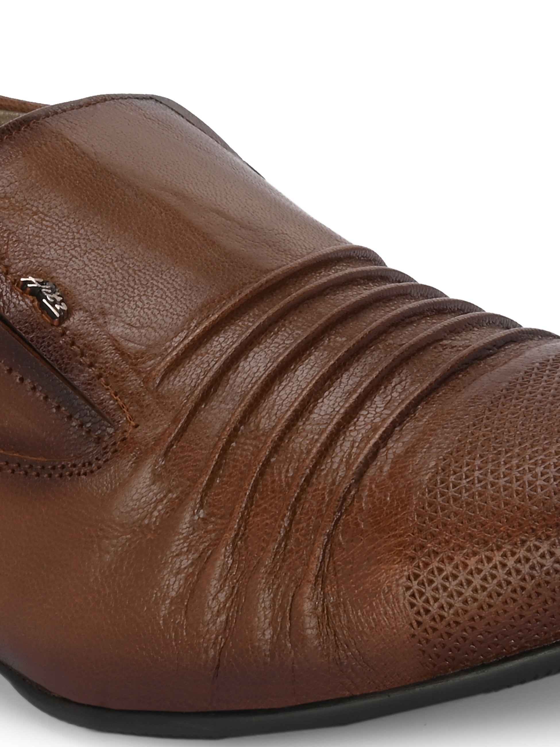 Hitz Men's Tan Leather Slip-On Party Wear Shoes