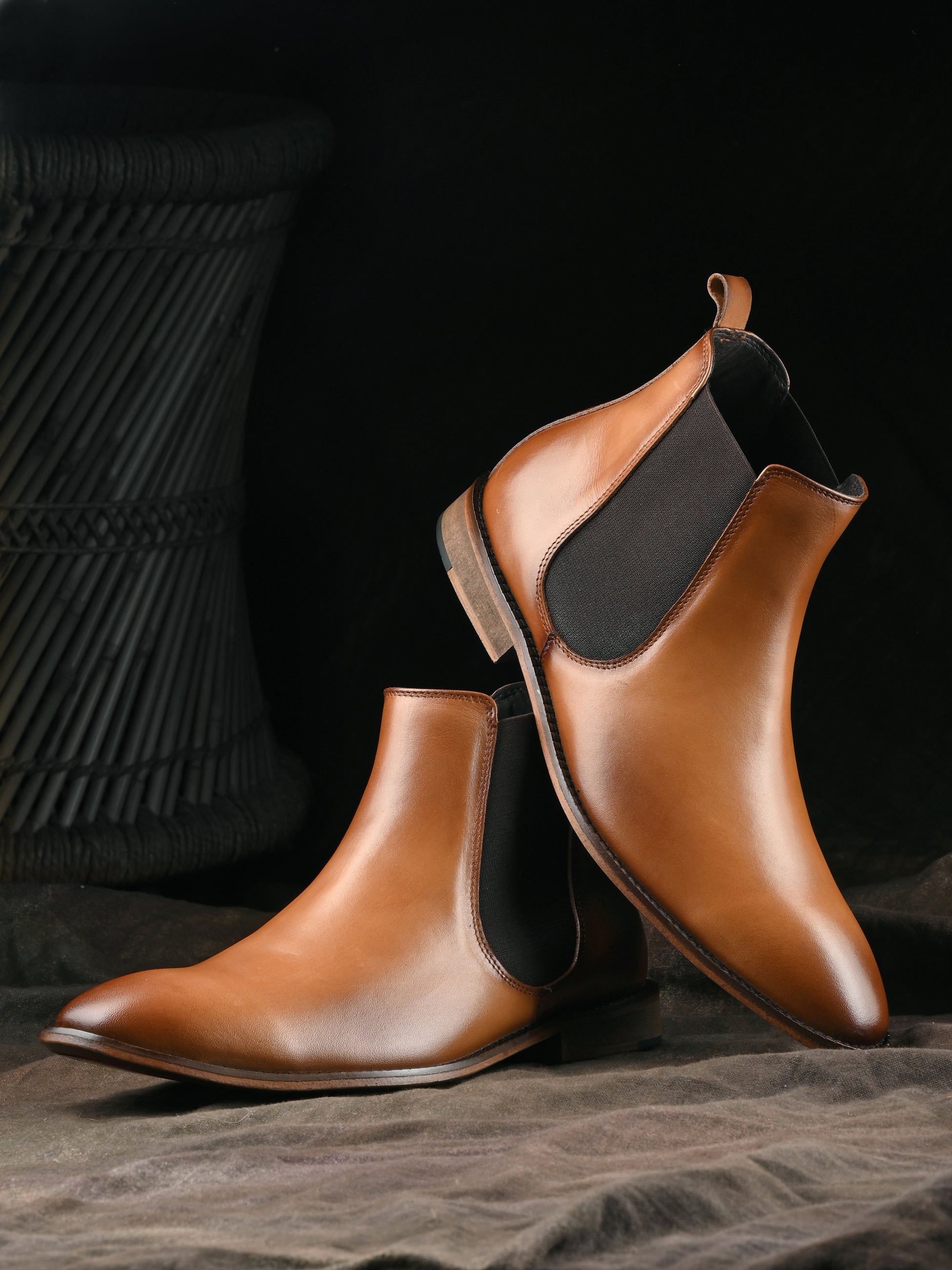 HITZ7121 Men's Tan Leather Casual Slip On Chelsea Boot – Hitz