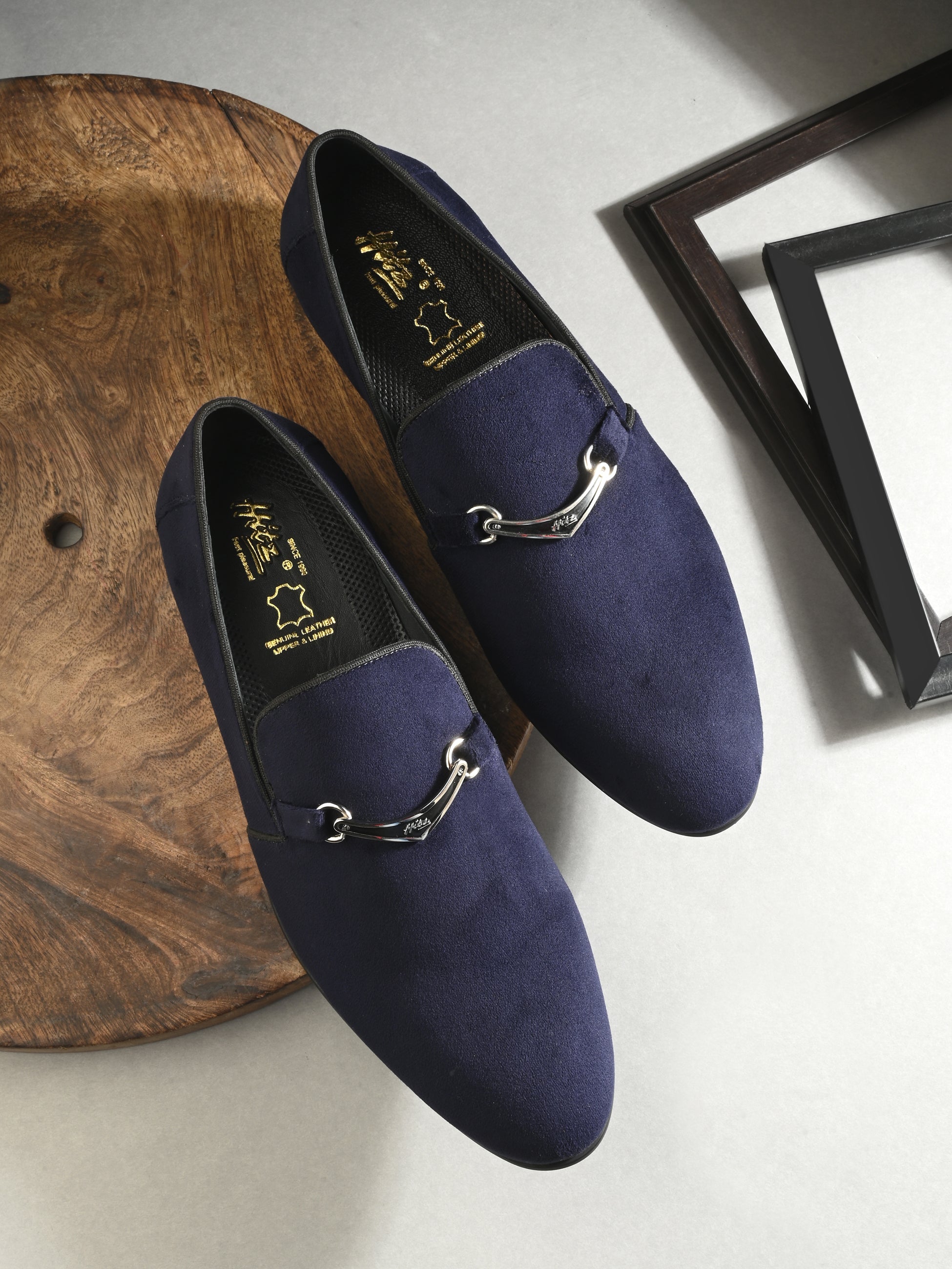 HITZ7558 Men's Blue Leather Party Wear Slip-On Shoes – Hitz Shoes