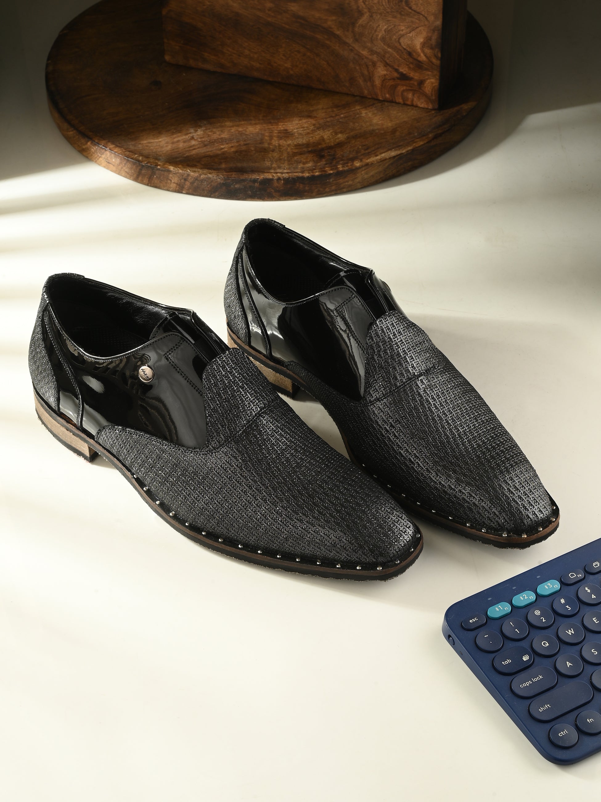 HITZ Men's Black Leather Party Wear Slip On Shoes – Hitz Shoes Online