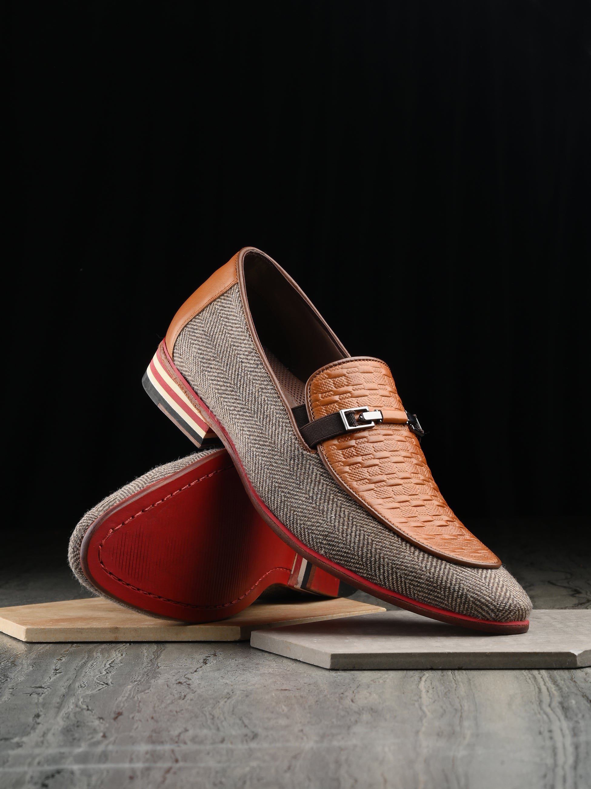 Hitz Men's Tan Fabric Leather Semi Formal Shoes – Hitz Shoes Online