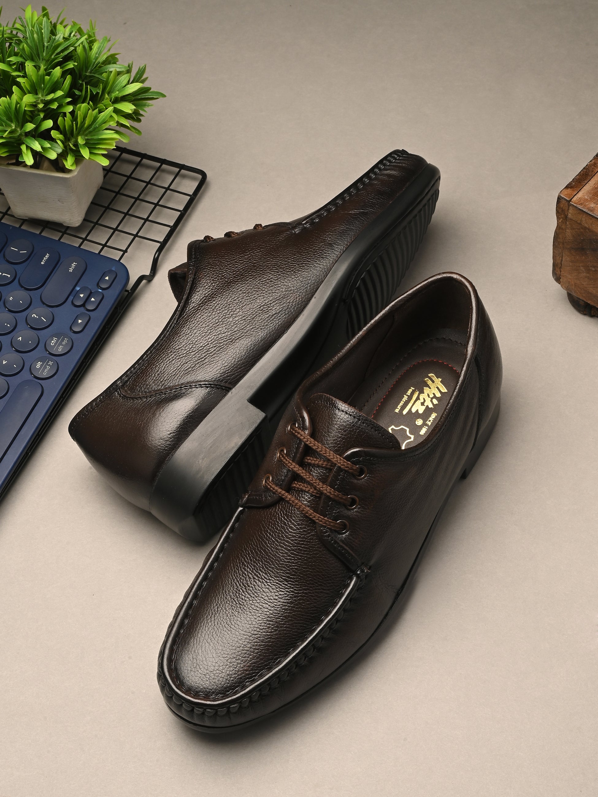 Brown Formal Genuine Leather Formal Shoes For Men Hitz Men's Brown