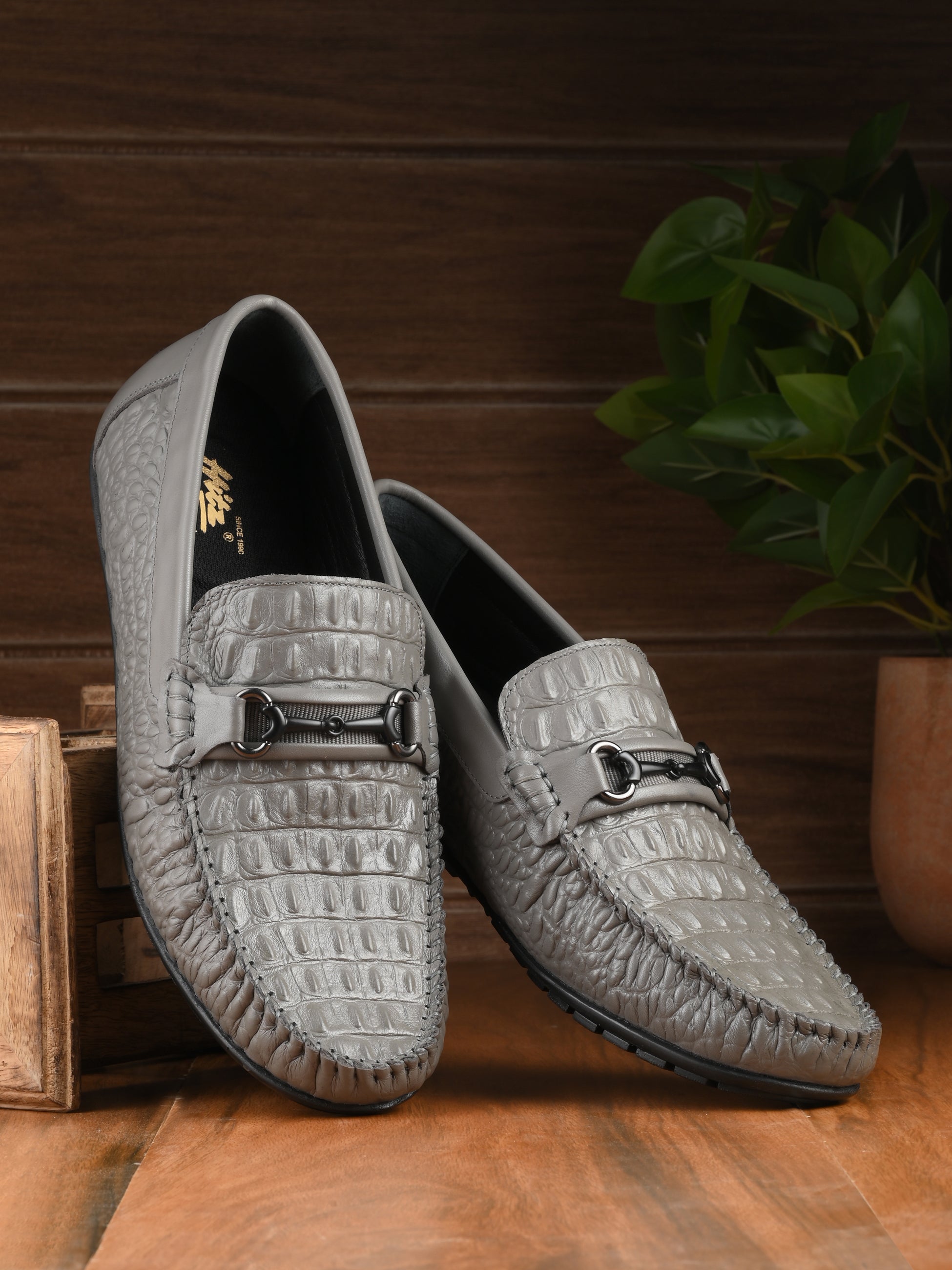 Hitz Men's Grey Leather Casual Slip on Loafers – Hitz Shoes Online