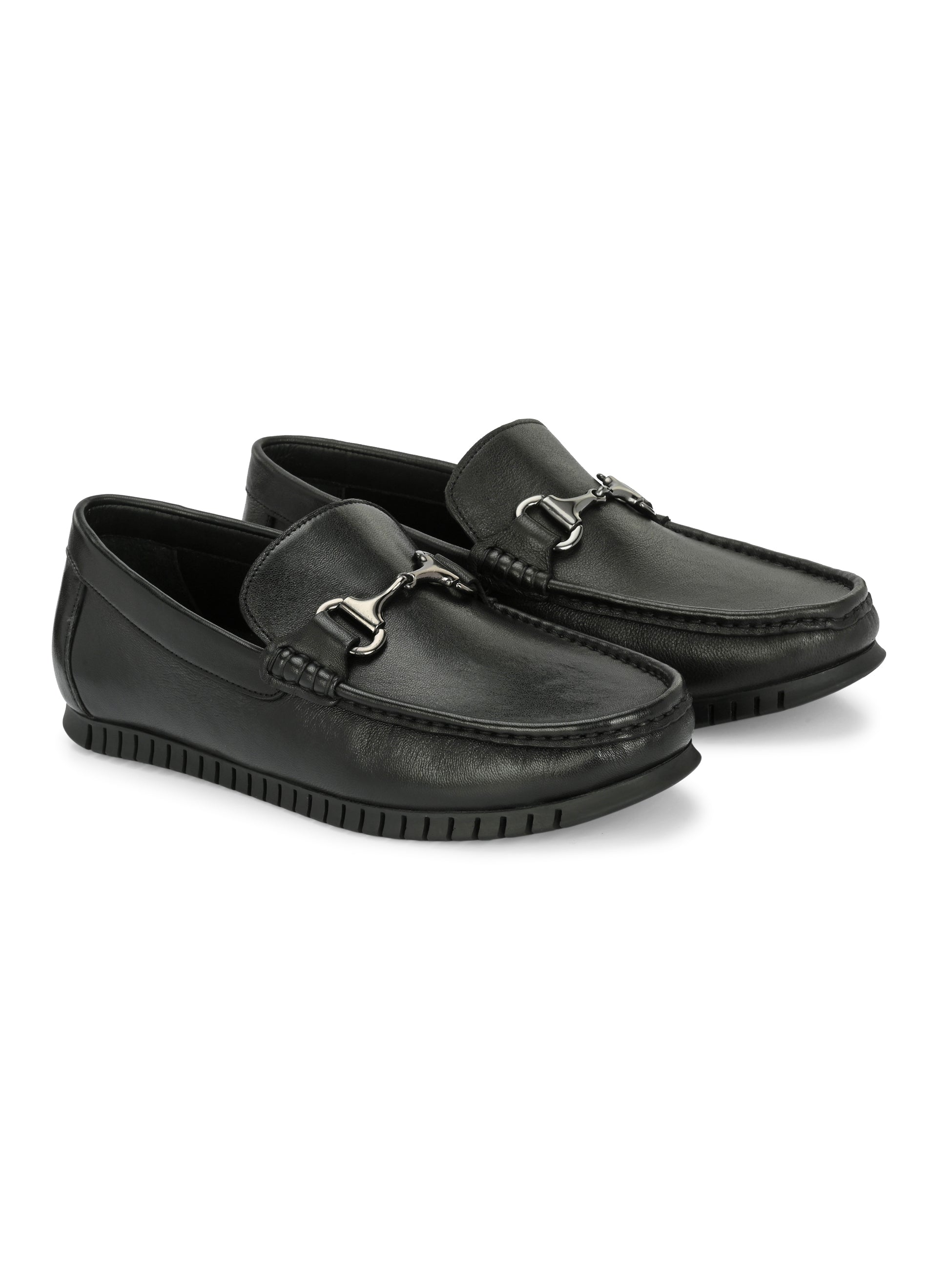 Hitz Men's Black Leather Slip-On Casual Loafer Shoes – Hitz Shoes Online