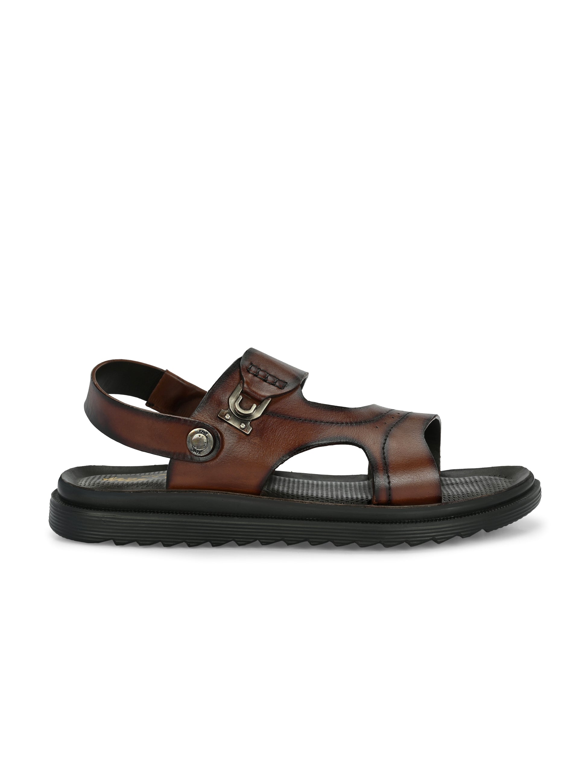 Hitz Men's Black Leather Shoe Style Sandals with Velcro Closure – Hitz Shoes  Online