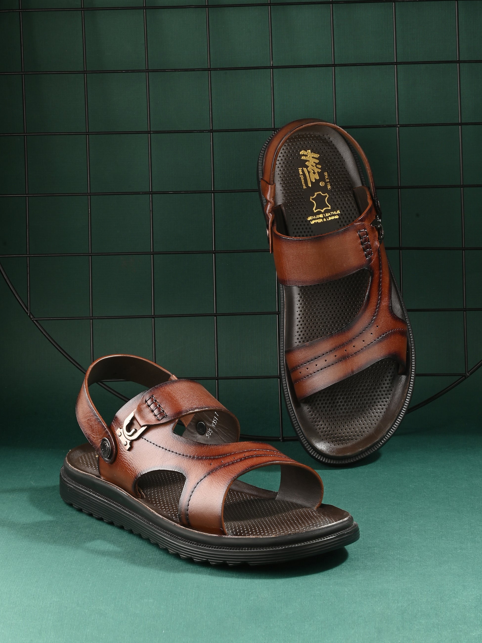 Buy Men Tan Ethnic Sandals Online | Walkway Shoes