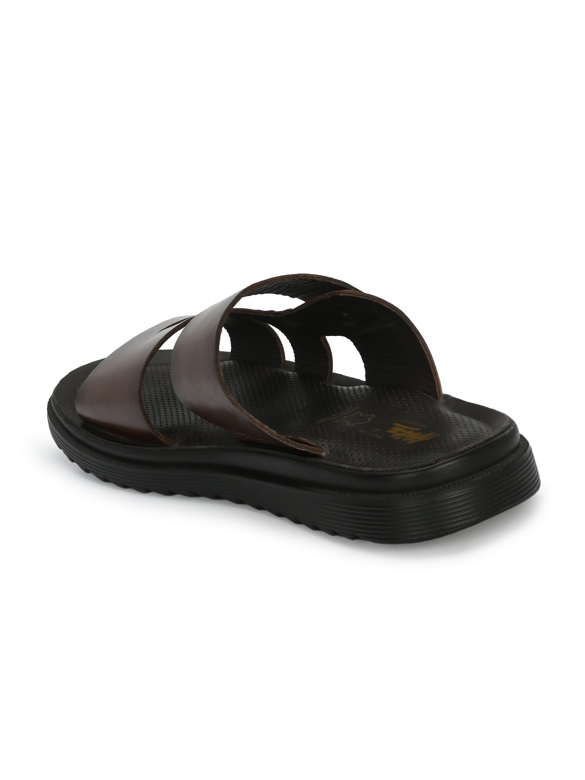 Hitz Men's Brown Leather Open Toe Comfort Slippers – Hitz Shoes Online