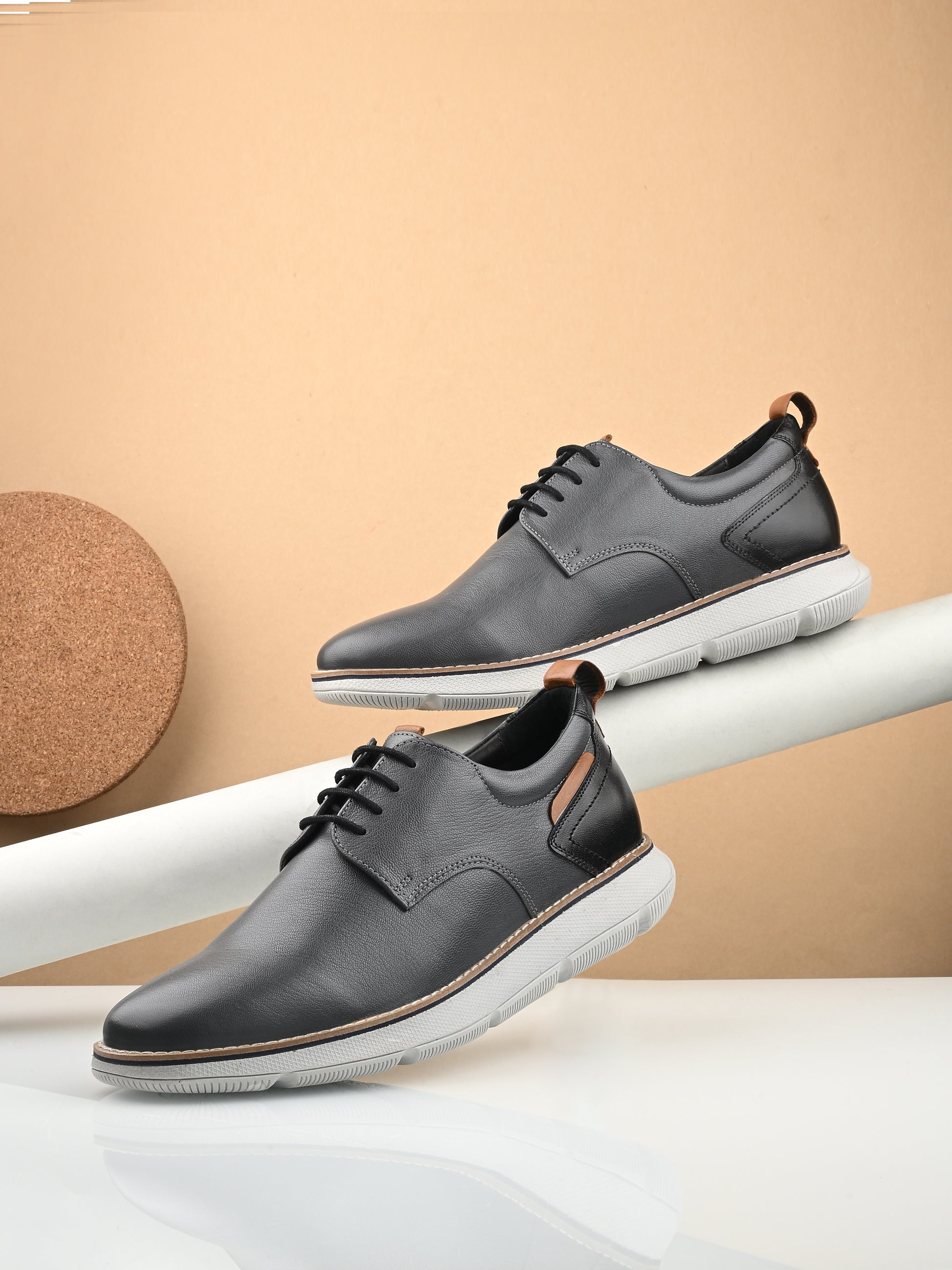 Hitz Men's Grey Leather Casual Shoes – Hitz Shoes Online