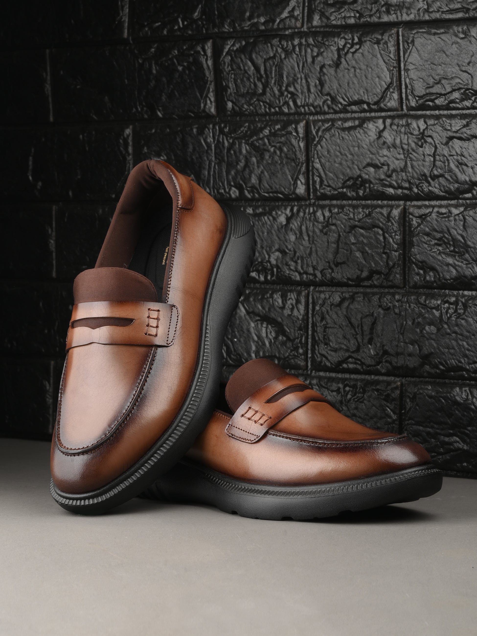 Hitz Men's Tan Leather Semi Formal Shoes – Hitz Shoes Online