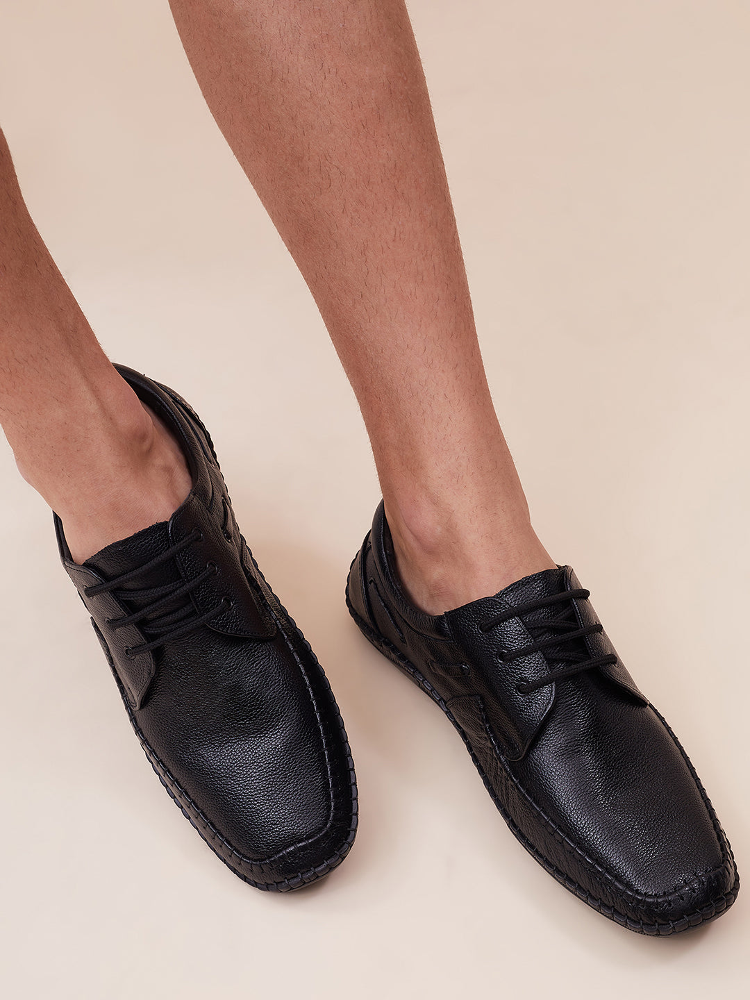 HITZ103 Men's Black Leather Casual Lace-Up Shoes – Hitz Shoes Online