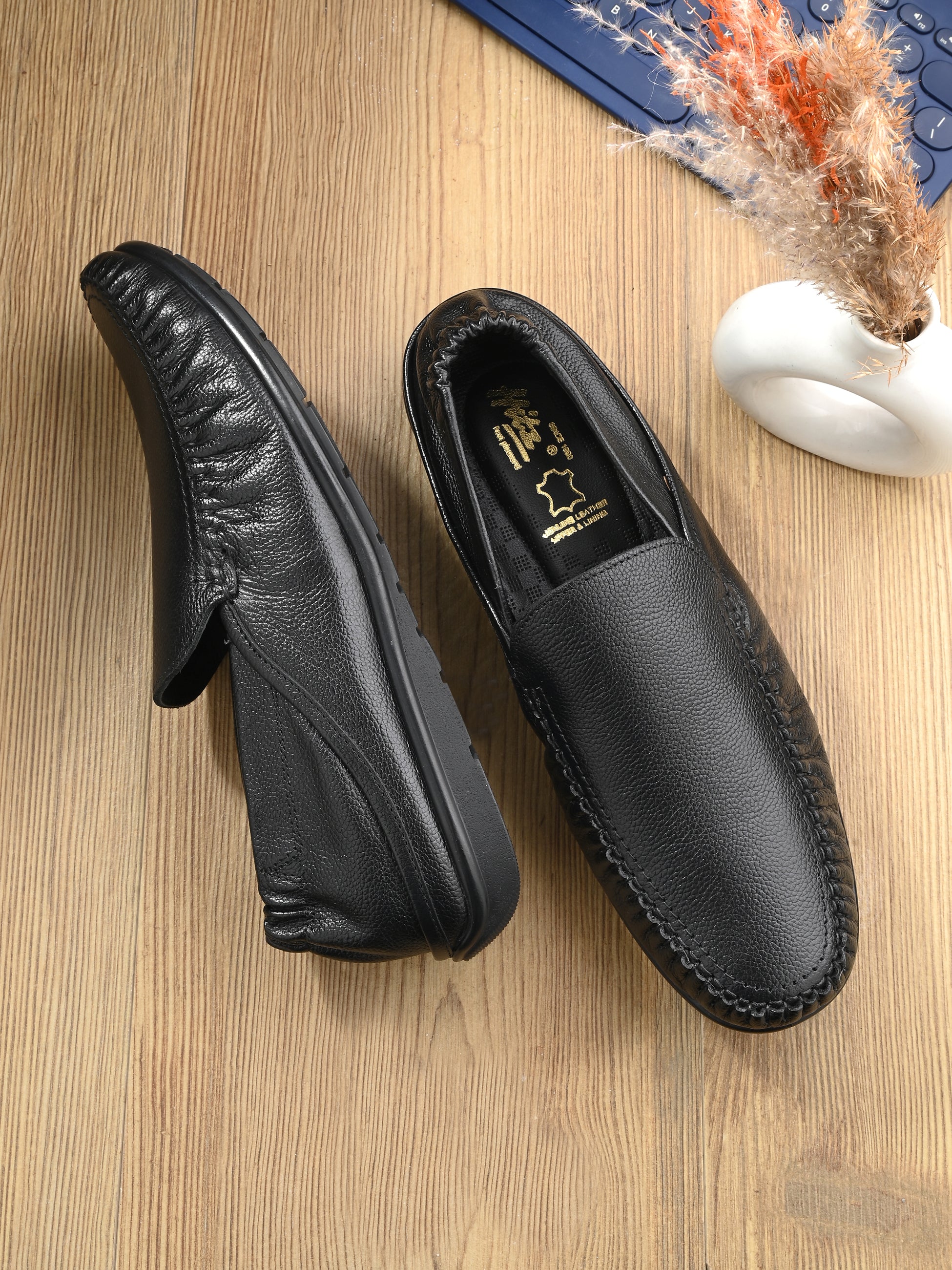 Loafer Matching Footwear For Kurta Pajama Hitz Men's Black Leather