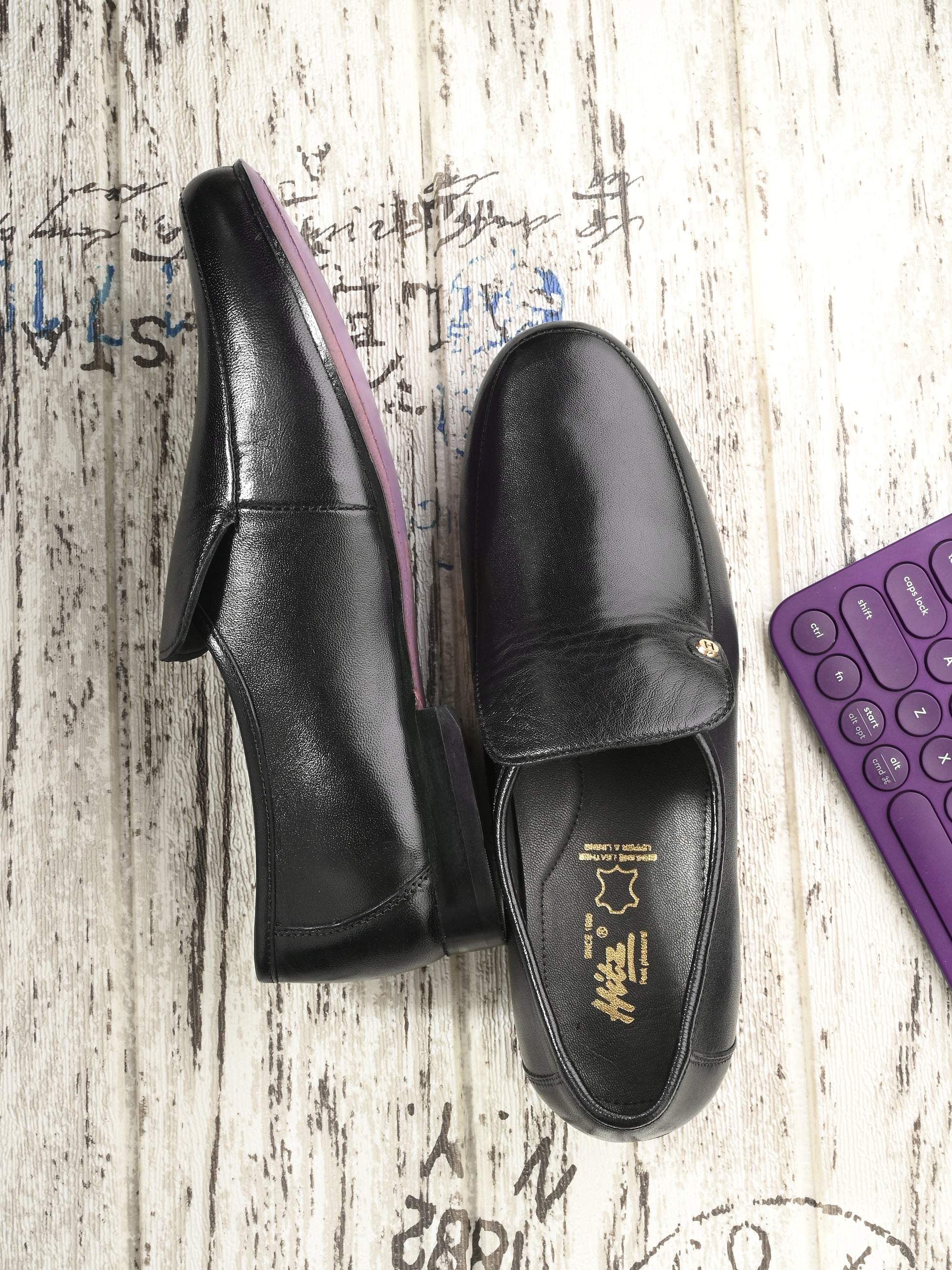 Hitz Men's Black Leather Slip-on Comfort Shoes – Hitz Shoes Online