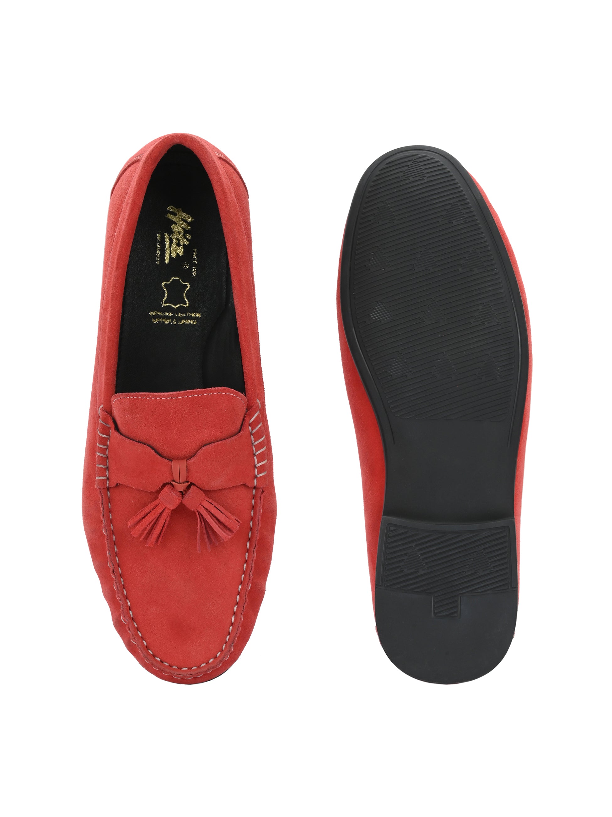 Hitz Men's Red Suede Leather Comfort Loafers - Main Image