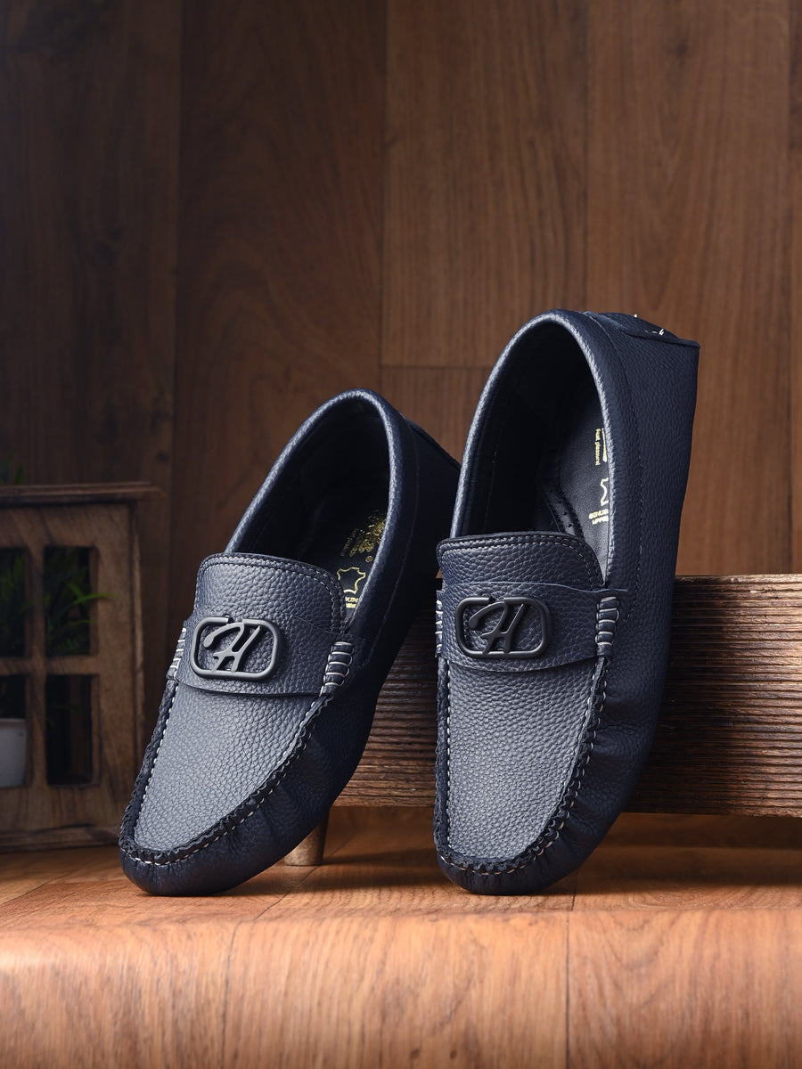 Hitz Men's Blue Leather Casual Loafers – Hitz Shoes Online