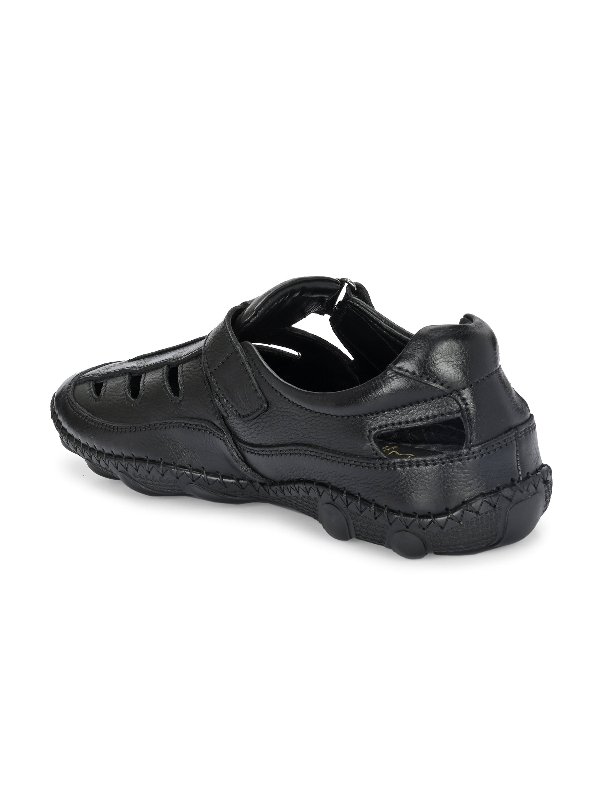 Hitz Men's Black Leather Casual Daily Wear Velcro Sandals Hitz Shoes Online Hitz Men's Black Leather Casual Daily Wear Velcro Sandals Hitz Shoes Online