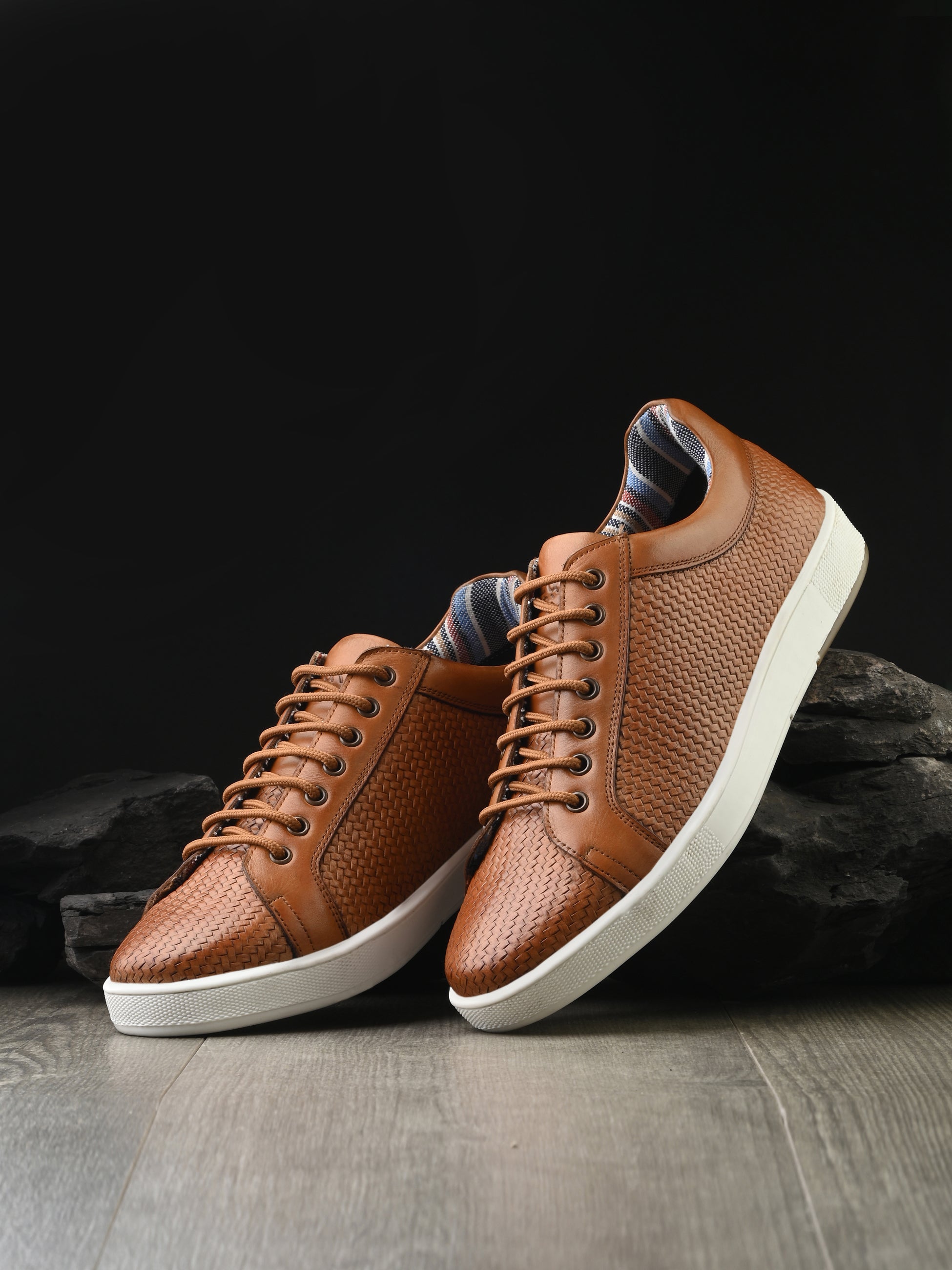 HITZSN_10-Men's Tan Leather Lace-Up Sneaker – Hitz Shoes Online