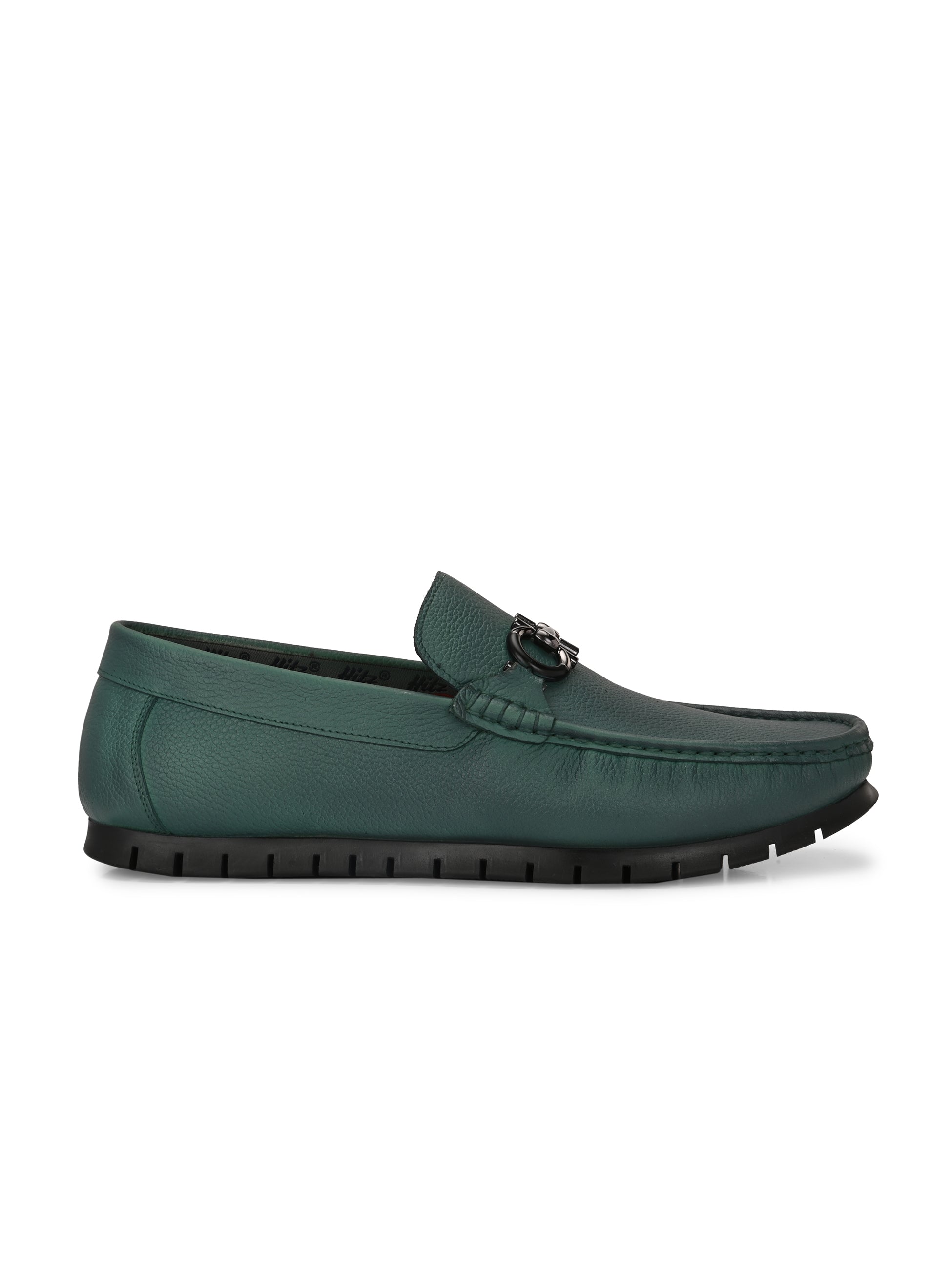 Hitz Men's Green Leather Casual Loafers