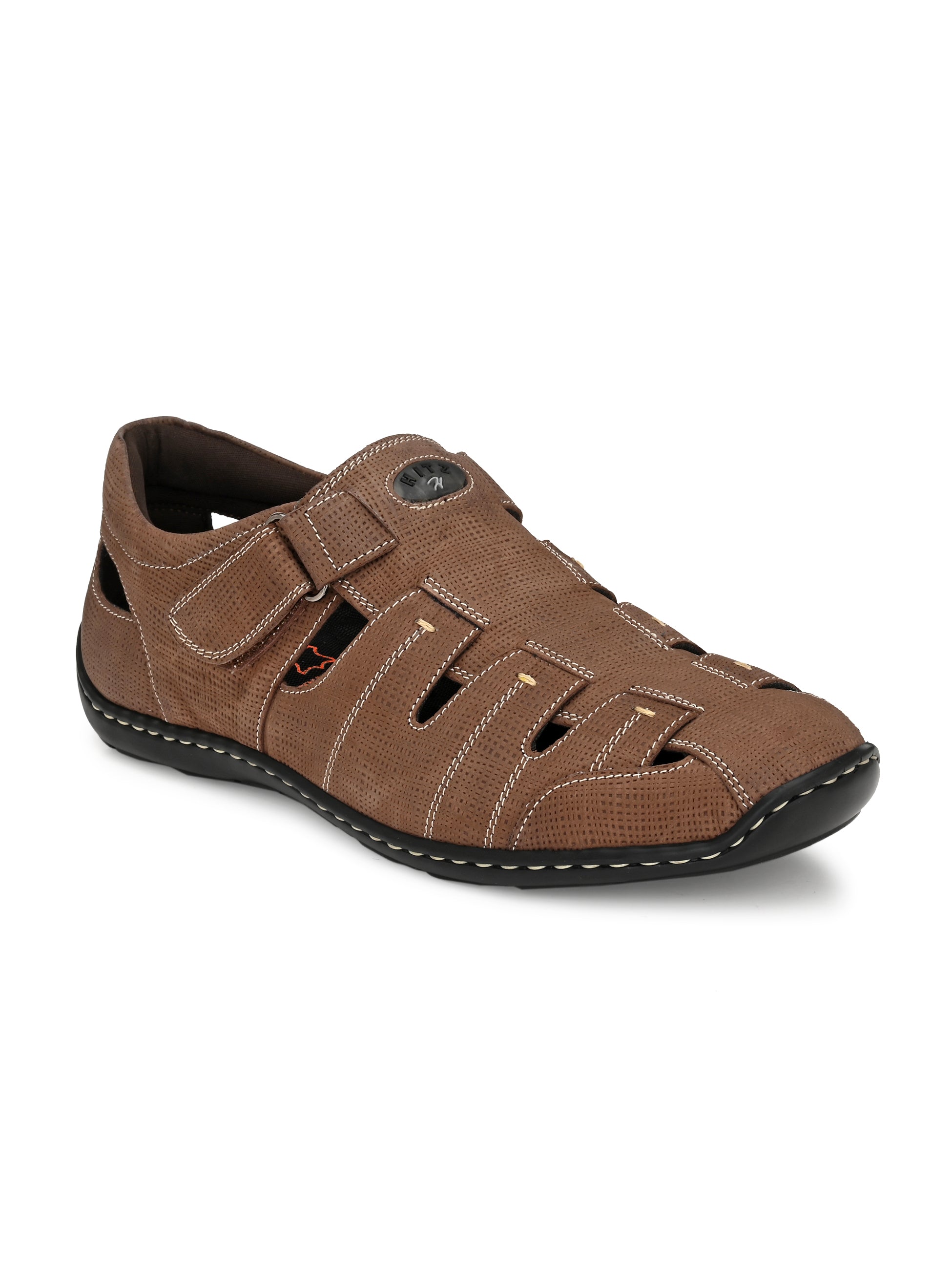 Hitz Men's Brown Leather Shoe-Style Sandals - Main Image