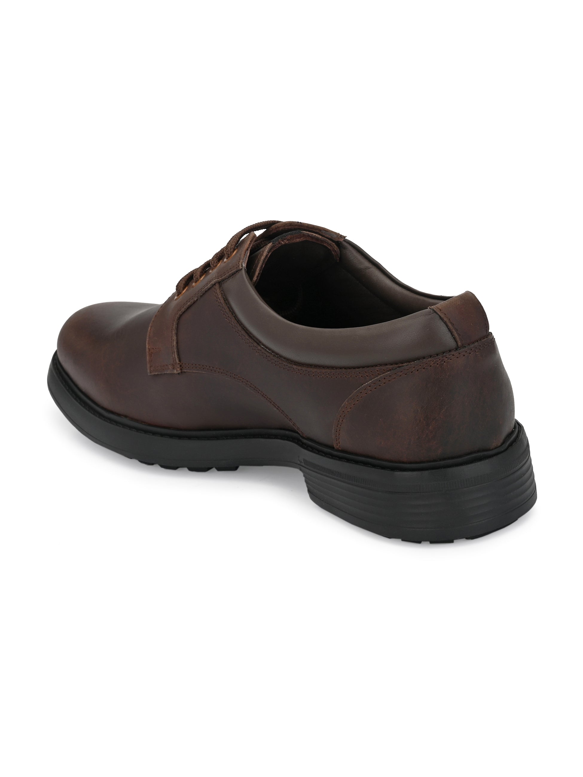 Hitz Men's Dark Brown Derby Leather Shoes - Main Image