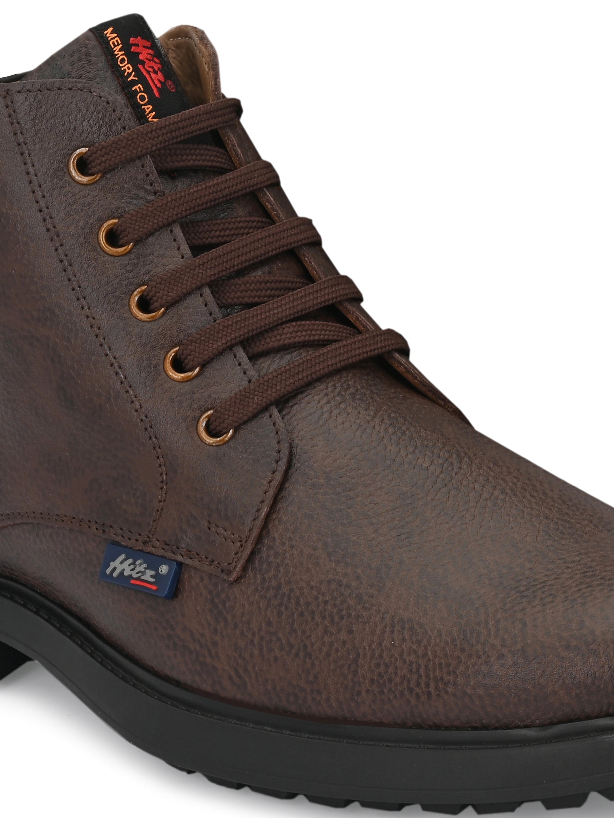 Hitz Men's Brown Leather Derby Boots - Main Image