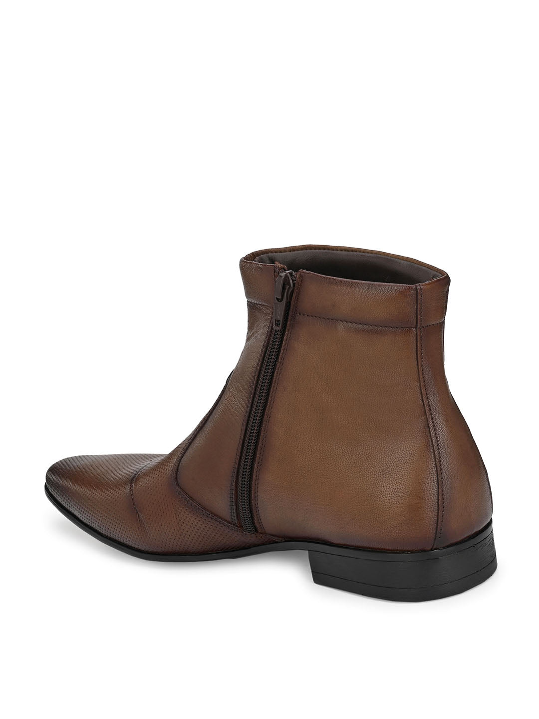 Hitz Men's Brown Leather Ankle Boot Shoes with Zip Closure โ Hitz