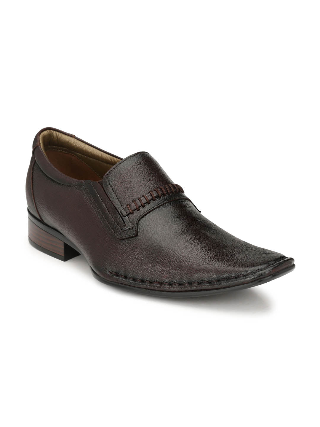 Hitz Men's Brown Leather Slip-On Formal Shoes - Main Image