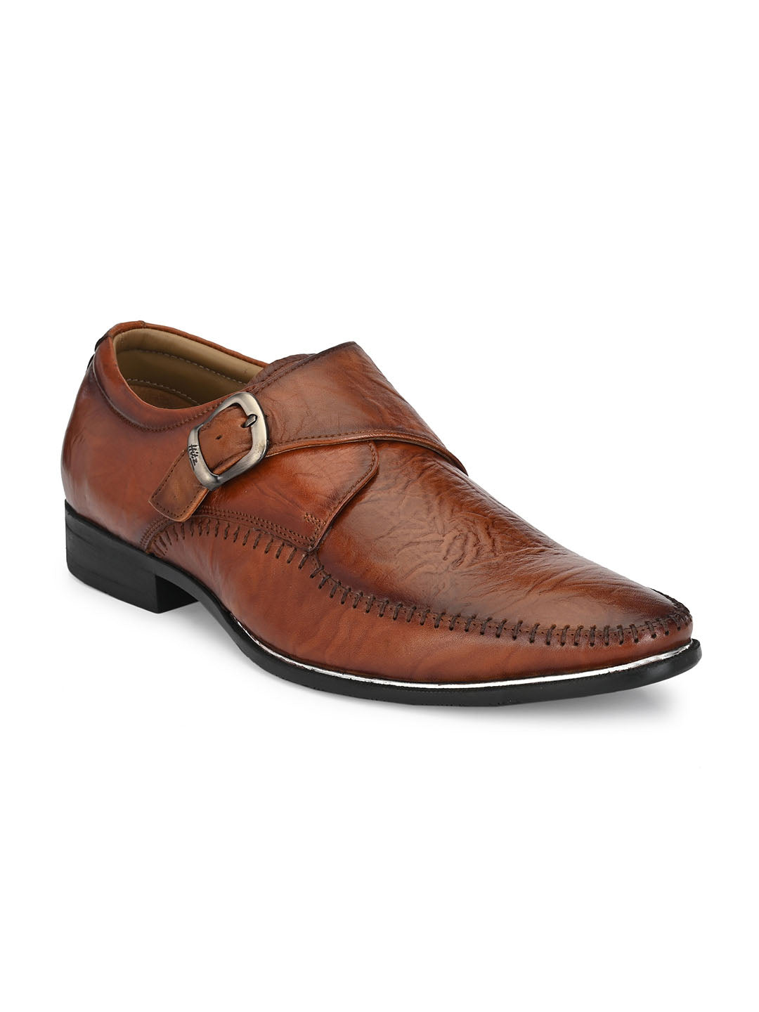 Hitz Men's Tan Single Monk Strap Leather Shoes – Hitz Shoes Online