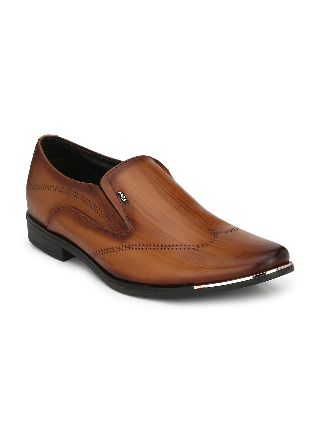 Hitz Men's Tan Leather Slip-On Semi-Formal shoes