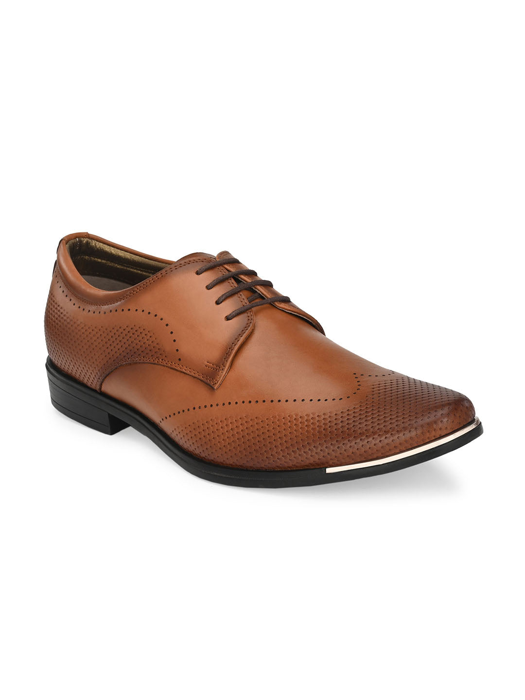 Hitz Men's Tan Leather Lace-up Semi-Formal Shoes