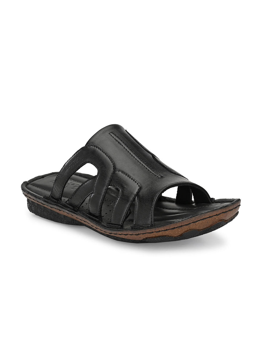 HITZ7358 Men's Black Leather Casual Open Slipper – Hitz Shoes Online