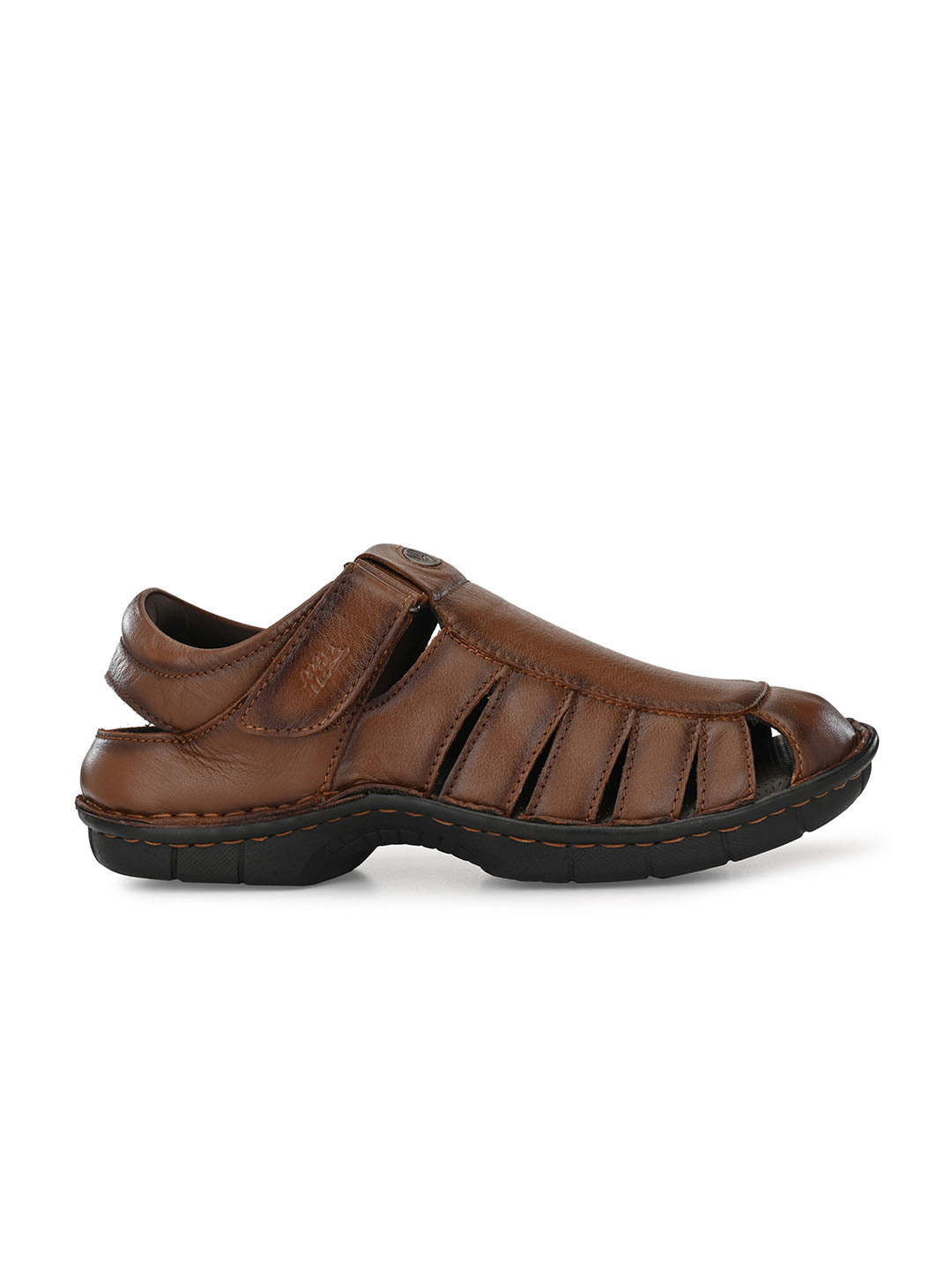 Genesis Brown Leather Slides - Men's Closed Toe Sandals – Jerusalem Sandals