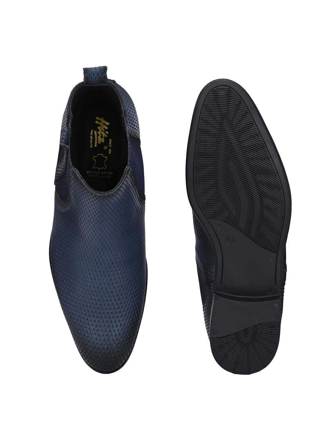 Hitz Blue Ras Hitz Men's Blue Leather Slip-On Ankle Boot Shoes – Hitz Shoes Online