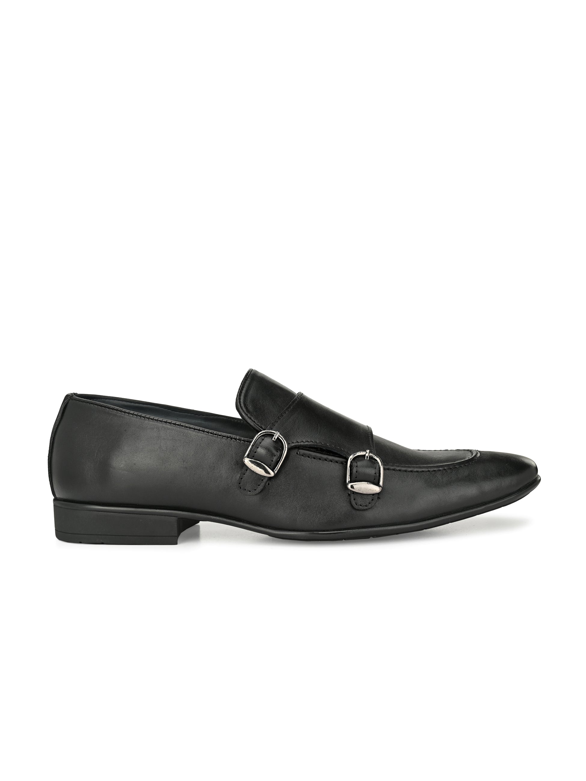 Hitz Men's Black Leather Doble Monk Semi-Formal Shoes – Hitz Shoes
